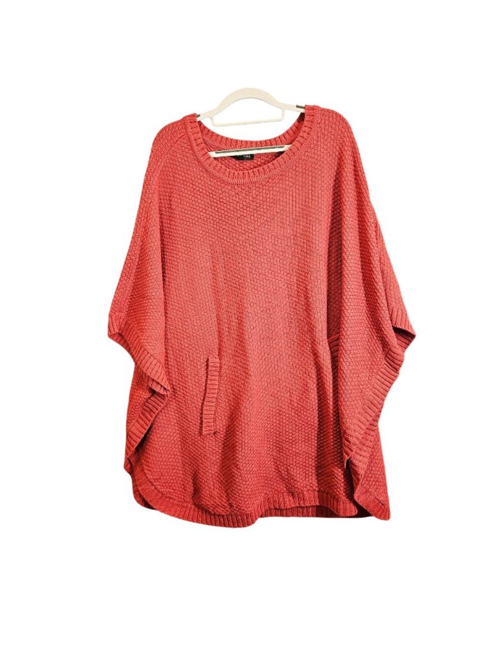 Lane Bryant Womens Red Textured Knit Poncho With Pockets Size 22/28